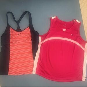 2 Nike Women’s M Dry fit Tank tops Workout Active Golf Tennis Pink Summer gym